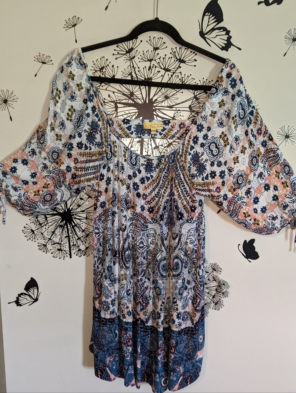 princess vera wang Blue Multi-Print Boho Tunic